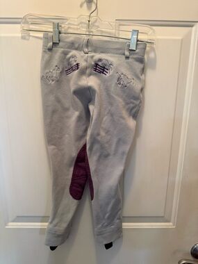 Girls' Light Blue Riding Breeches with Purple Patch size 6